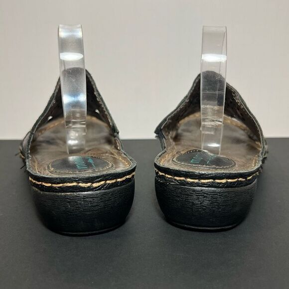 Womens MONTANA Artisan Crafted Perforated Leather Slide Sandals / Size 7 Medium - Picture 4 of 8